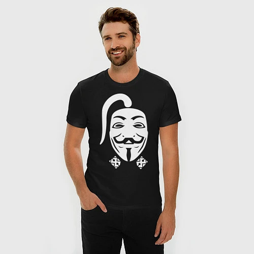 Мужская slim-футболка Анонимус казак / Черный – фото 3