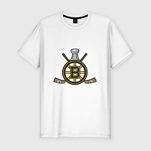 Мужская slim-футболка Boston Bruins Hockey / Белый – фото 1