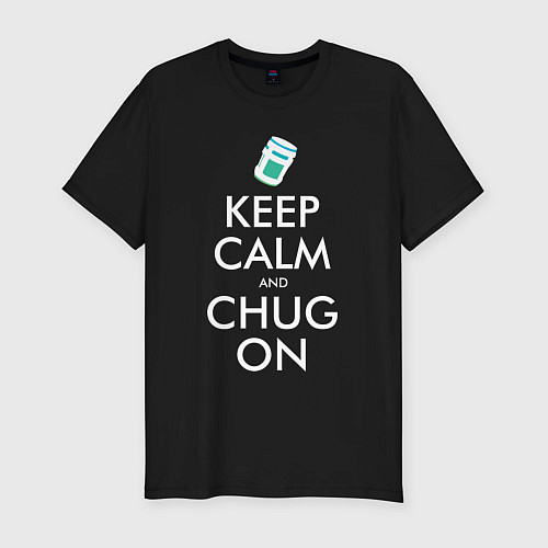 Мужская slim-футболка Keep Calm & Chug on / Черный – фото 1