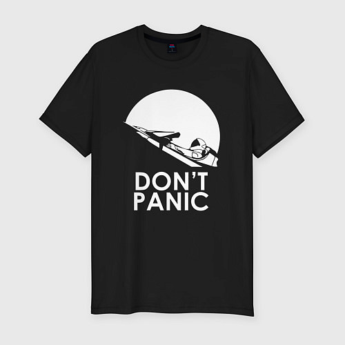 Мужская slim-футболка Elon: Don't Panic / Черный – фото 1
