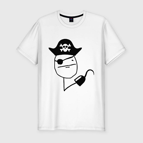 Мужская slim-футболка Покер фейс пират / Белый – фото 1