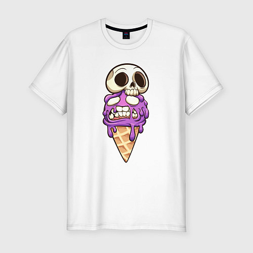Мужская slim-футболка Мороженное череп / Белый – фото 1