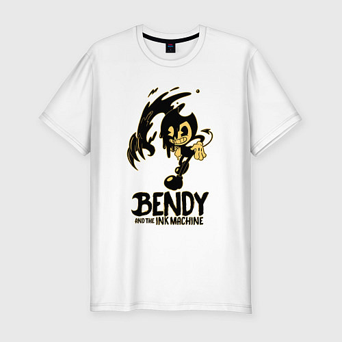Мужская slim-футболка Bendy And the ink machine / Белый – фото 1