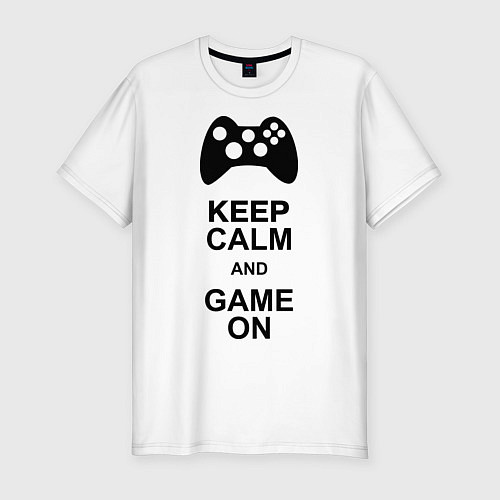 Мужская slim-футболка Keep Calm & Game On / Белый – фото 1