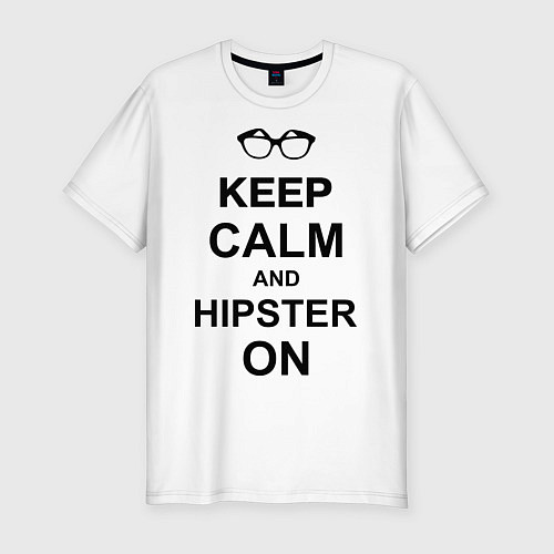 Мужская slim-футболка Keep Calm & Hipster on / Белый – фото 1