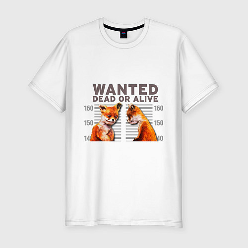 Мужская slim-футболка Опасный лис / Белый – фото 1