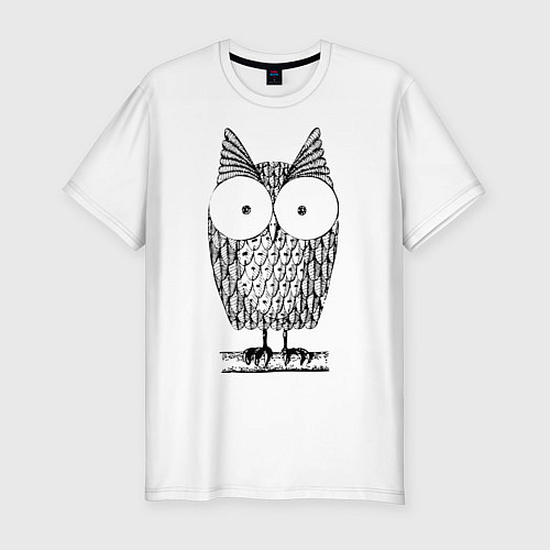 Мужская slim-футболка Owl grafic / Белый – фото 1