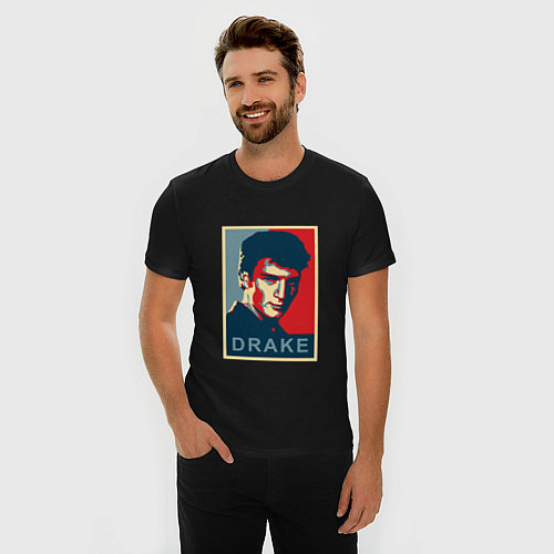 Мужская slim-футболка Drake / Черный – фото 3