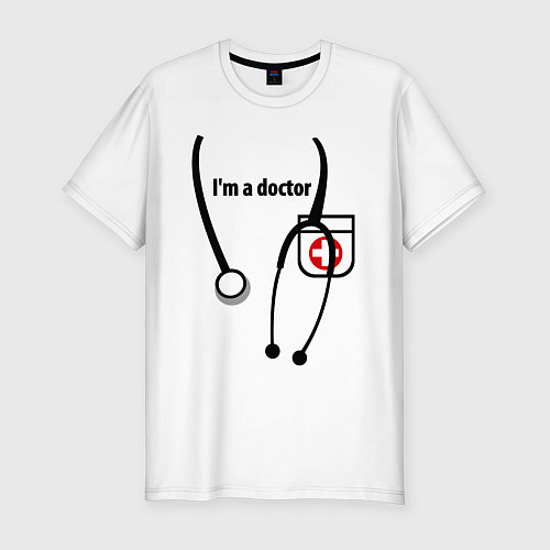 Мужская slim-футболка I m doctor / Белый – фото 1