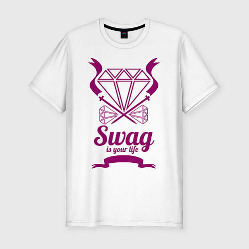 Мужская slim-футболка Swag is your life / Белый – фото 1