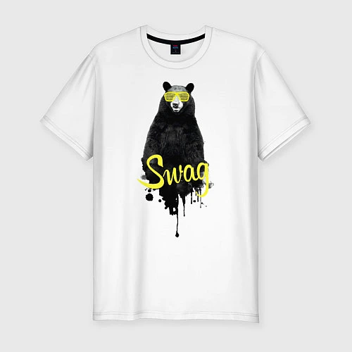 Мужская slim-футболка SWAG Bear / Белый – фото 1