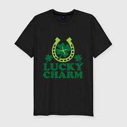 Футболка slim-fit Lucky charm - подкова, цвет: черный