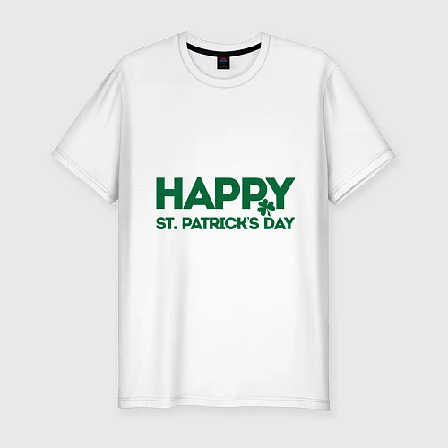 Мужская slim-футболка Happy st. Patriks day / Белый – фото 1