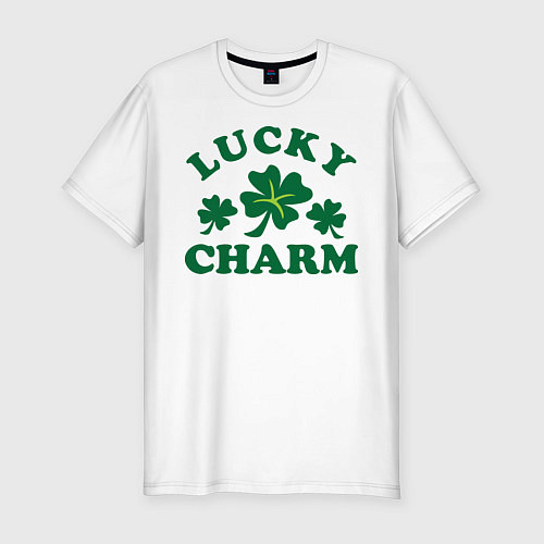 Мужская slim-футболка Lucky charm - клевер / Белый – фото 1