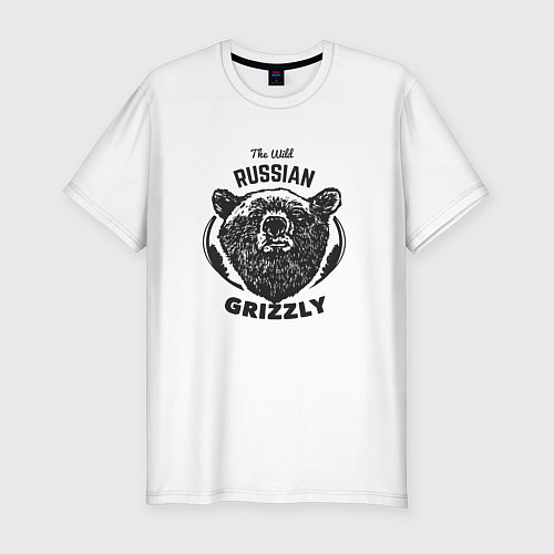 Мужская slim-футболка Russian Grizzly / Белый – фото 1