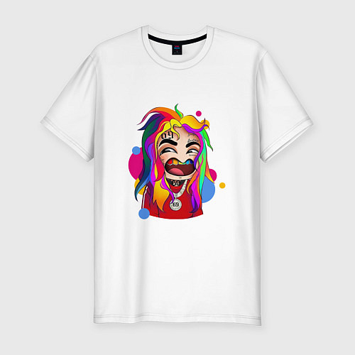 Мужская slim-футболка 6IX9INE Colors / Белый – фото 1