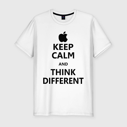 Мужская slim-футболка Keep Calm & Think Different / Белый – фото 1