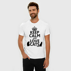 Футболка slim-fit Keep Calm & Love Cats, цвет: белый — фото 2