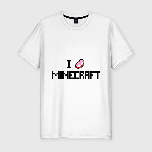 Мужская slim-футболка I love minecraft / Белый – фото 1