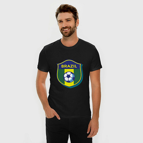 Мужская slim-футболка Brazil Football / Черный – фото 3