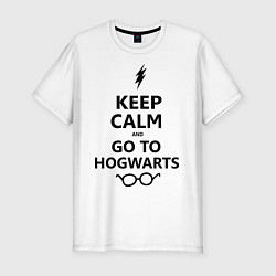 Футболка slim-fit Keep Calm & Go To Hogwarts, цвет: белый