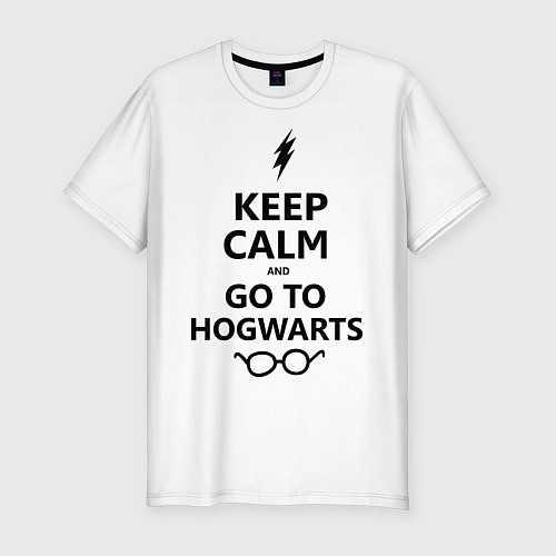 Мужская slim-футболка Keep Calm & Go To Hogwarts / Белый – фото 1