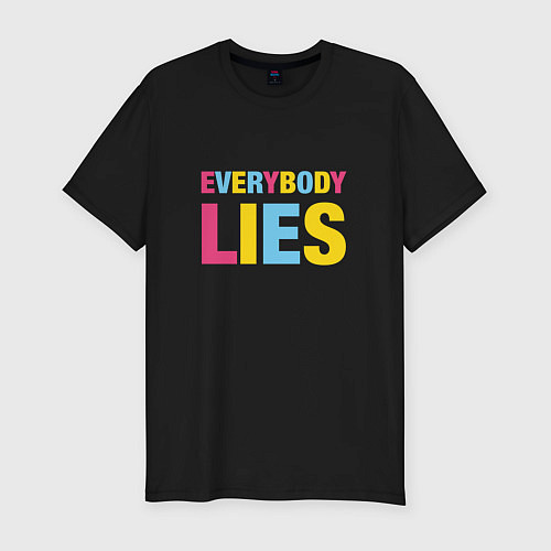 Мужская slim-футболка Everybody Lies / Черный – фото 1