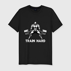 Мужская slim-футболка Train hard тренируйся усердно