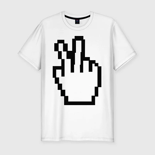 Мужская slim-футболка Курсор в виде знака victory / Белый – фото 1