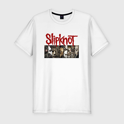 Мужская slim-футболка Slipknot Faces / Белый – фото 1