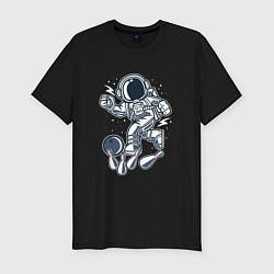 Мужская slim-футболка Космонавт в боулинге