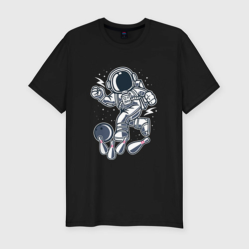Мужская slim-футболка Космонавт в боулинге / Черный – фото 1