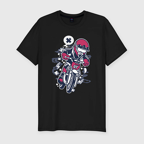 Мужская slim-футболка Уличный мотоциклист / Черный – фото 1