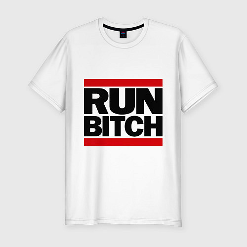 Мужская slim-футболка Run Bitch / Белый – фото 1