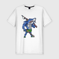 Мужская slim-футболка Акула-охотник