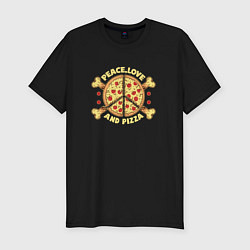Мужская slim-футболка Мир, Любовь и Пицца