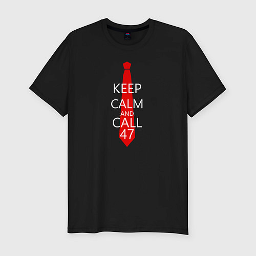 Мужская slim-футболка Keep Calm & Call 47 / Черный – фото 1