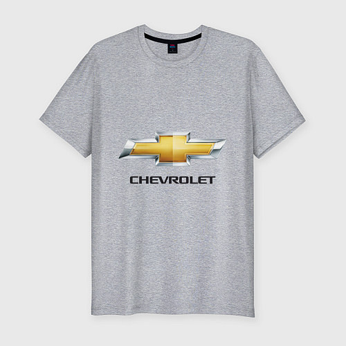 Мужская slim-футболка Chevrolet логотип / Меланж – фото 1