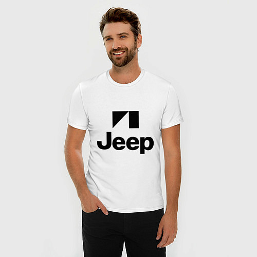 Мужская slim-футболка Jeep logo / Белый – фото 3