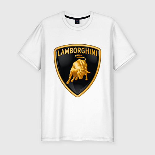 Мужская slim-футболка Lamborghini logo / Белый – фото 1