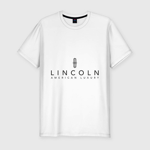 Мужская slim-футболка Lincoln logo / Белый – фото 1