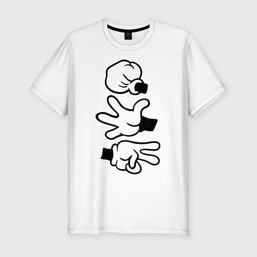 Мужская slim-футболка Rock paper scissors / Белый – фото 1