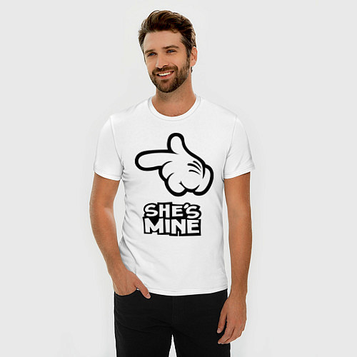 Мужская slim-футболка She's mine hand / Белый – фото 3