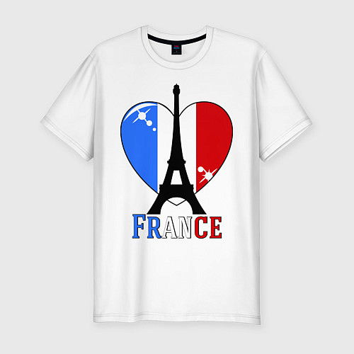 Мужская slim-футболка France Love / Белый – фото 1