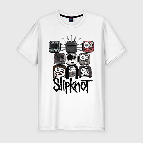 Мужская slim-футболка Slipknot Masks / Белый – фото 1