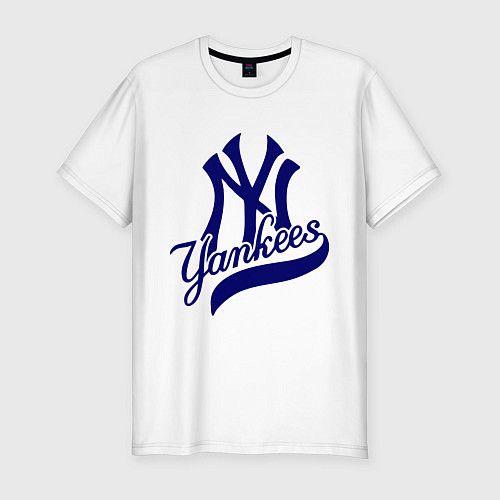 Мужская slim-футболка NY - Yankees / Белый – фото 1