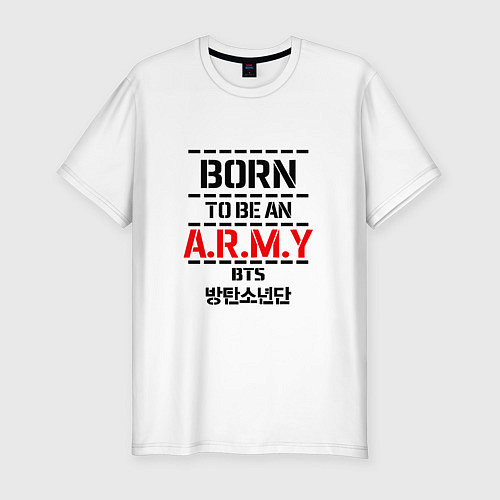 Мужская slim-футболка Born to be an ARMY BTS / Белый – фото 1