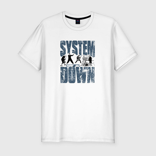 Мужская slim-футболка System of a Down большое лого / Белый – фото 1