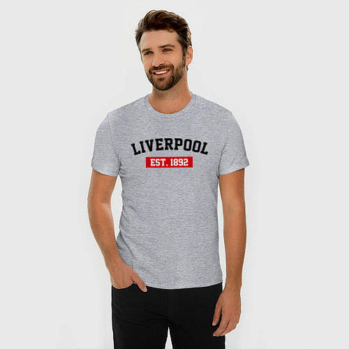 Мужская slim-футболка FC Liverpool Est. 1892 / Меланж – фото 3