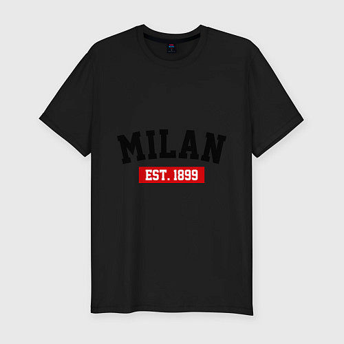 Мужская slim-футболка FC Milan Est. 1899 / Черный – фото 1